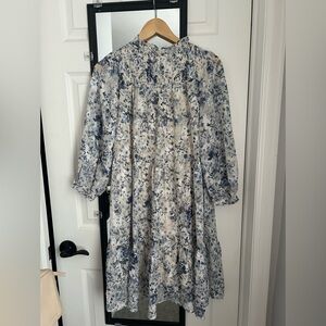 Roolee Blue and White Floral Dress